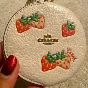 White Strawberry Coach Coin Purse